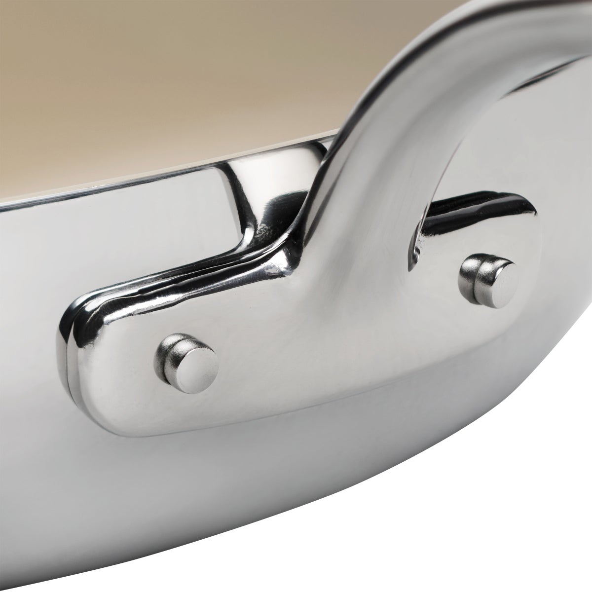 Tramontina 3-piece Tri-Ply Clad Stainless Steel Ceramic Nonstick Fry Pan Set - Taupe