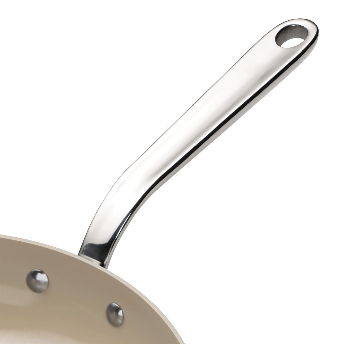 Tramontina 3-piece Tri-Ply Clad Stainless Steel Ceramic Nonstick Fry Pan Set - Taupe