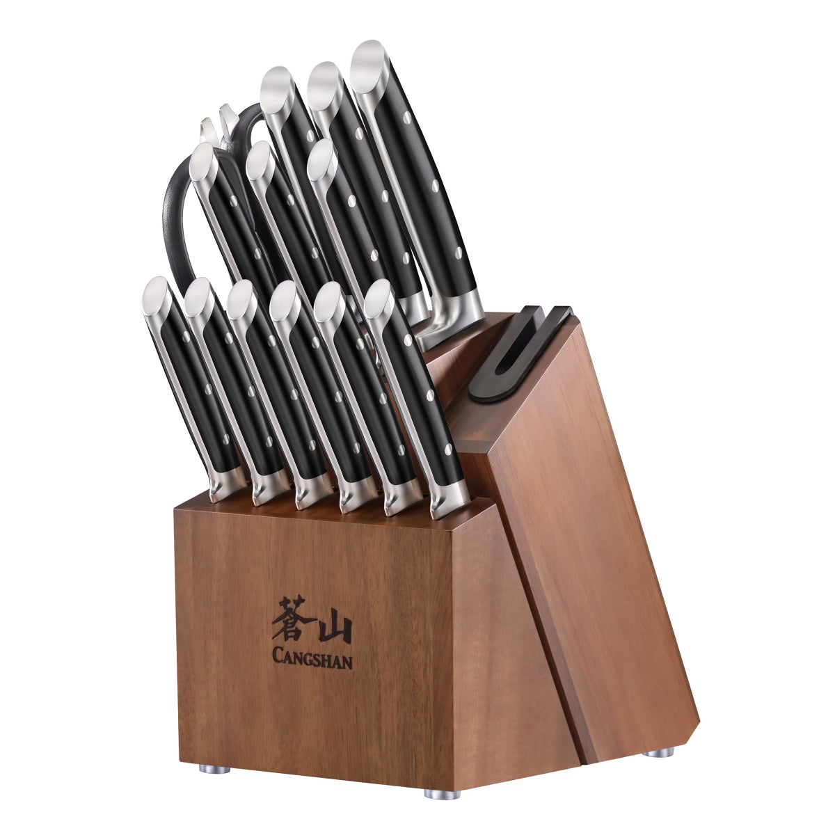 Cangshan TETON Series 14-piece Knife Block Set with Built-In Sharpener