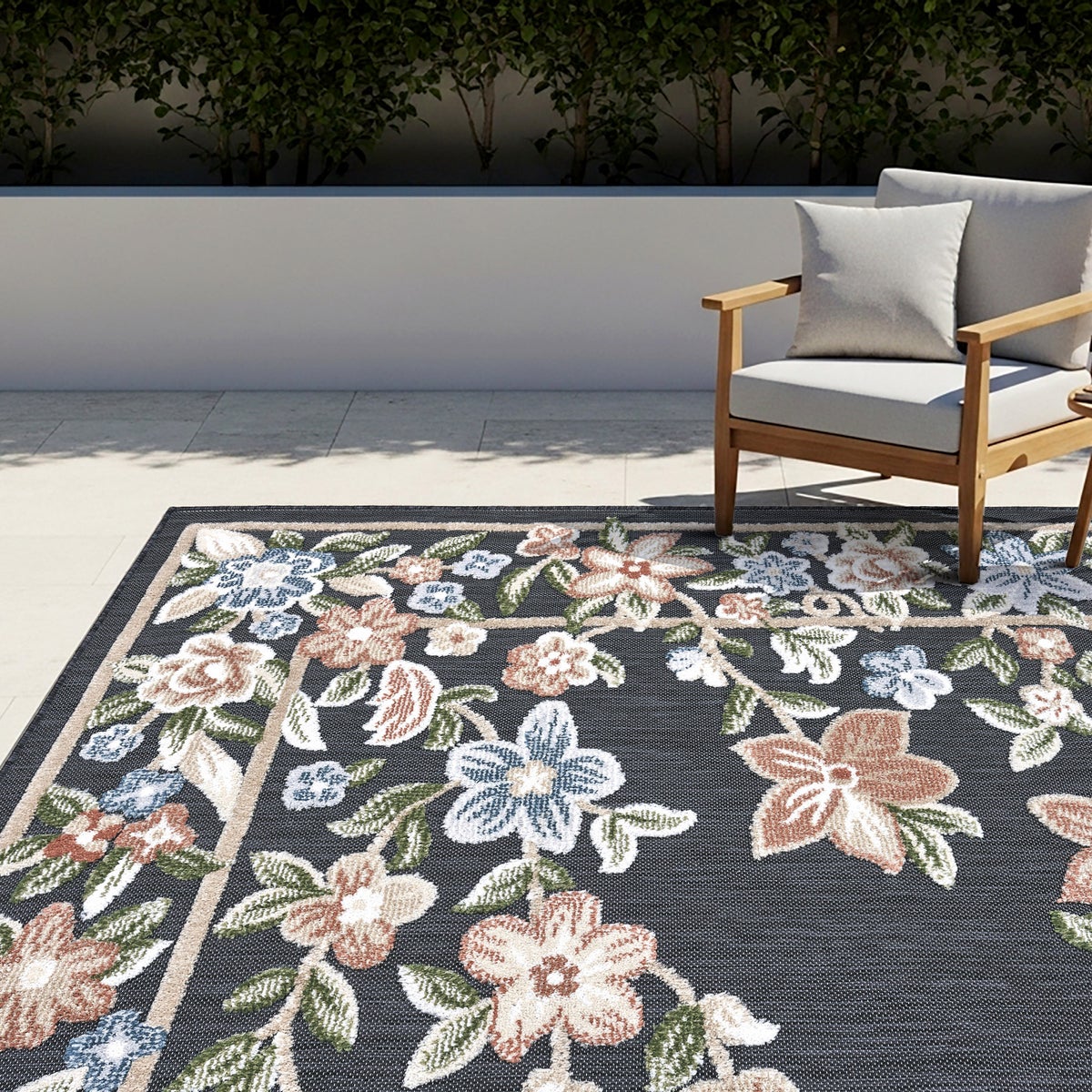 Laguna Indoor/Outdoor Area Rug, Beta Black, 7'10" x 10'