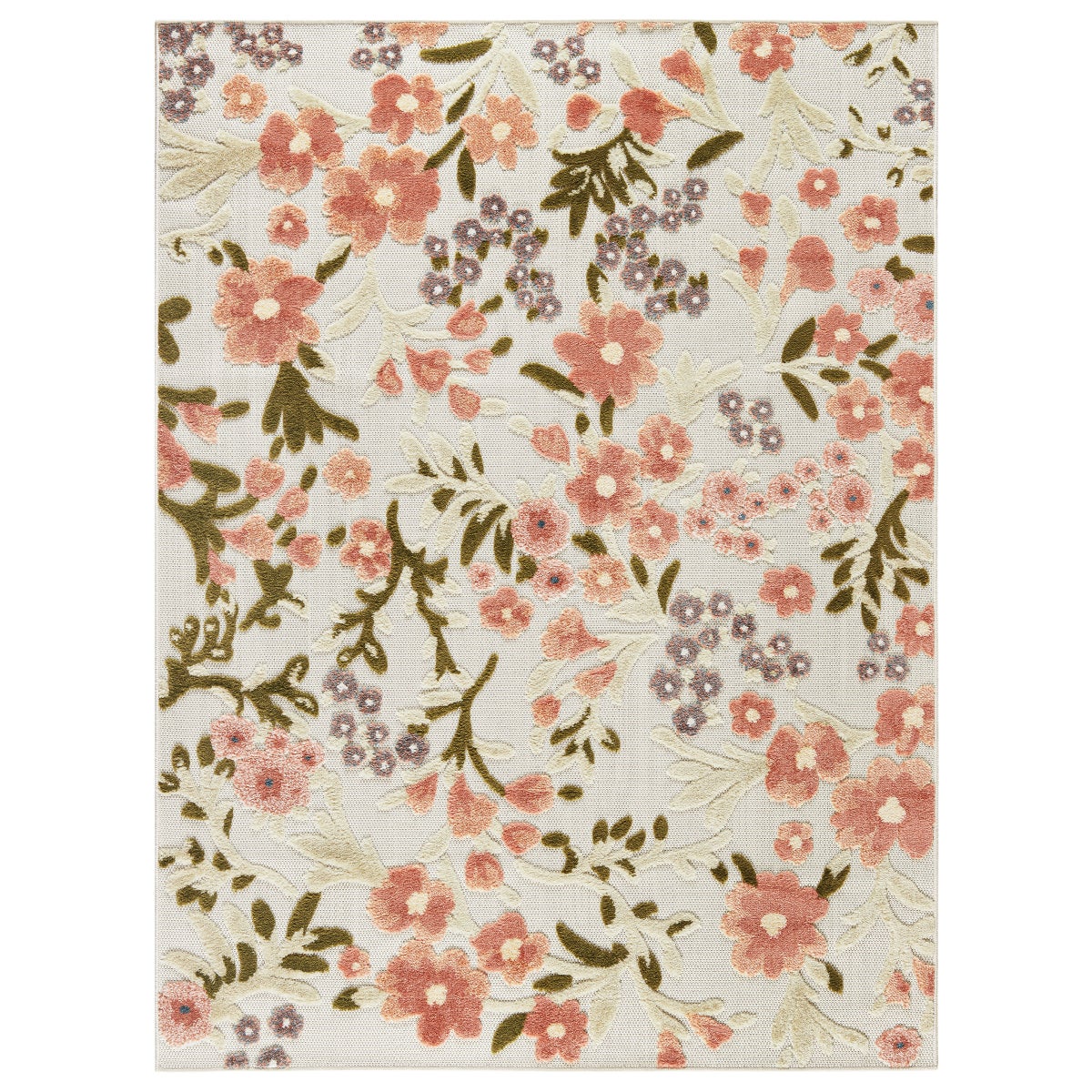 Draper James Indoor/Outdoor Area Rug, White Rose, 7'10" x 10'2"