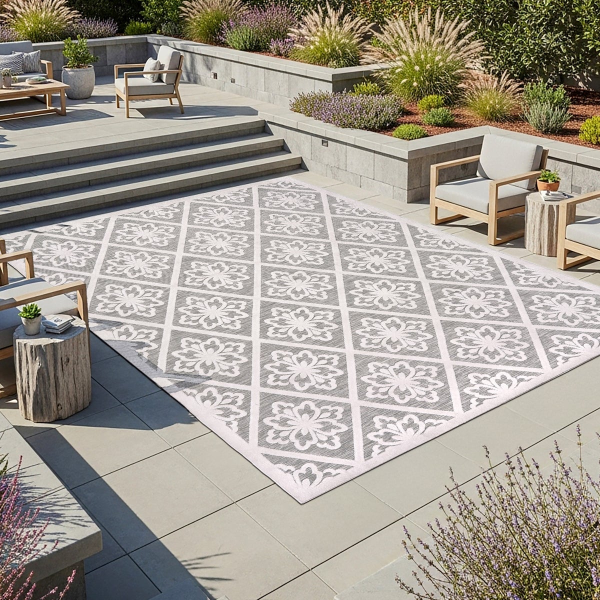 Laguna Indoor/Outdoor Area Rug, Bennet Gray Ivory, 7'10” x 10'