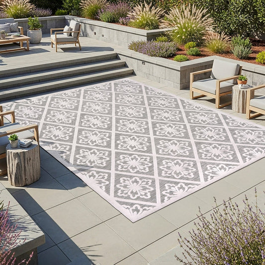 Laguna Indoor/Outdoor Area Rug, Bennet Gray Ivory, 7'10” x 10'