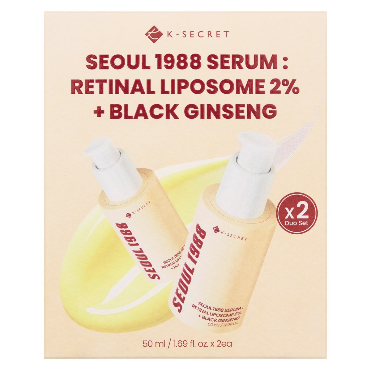 Seoul 1988 Retinal Liposome 2% + Black Ginseng Serum 1.69 fl oz, 2-pack