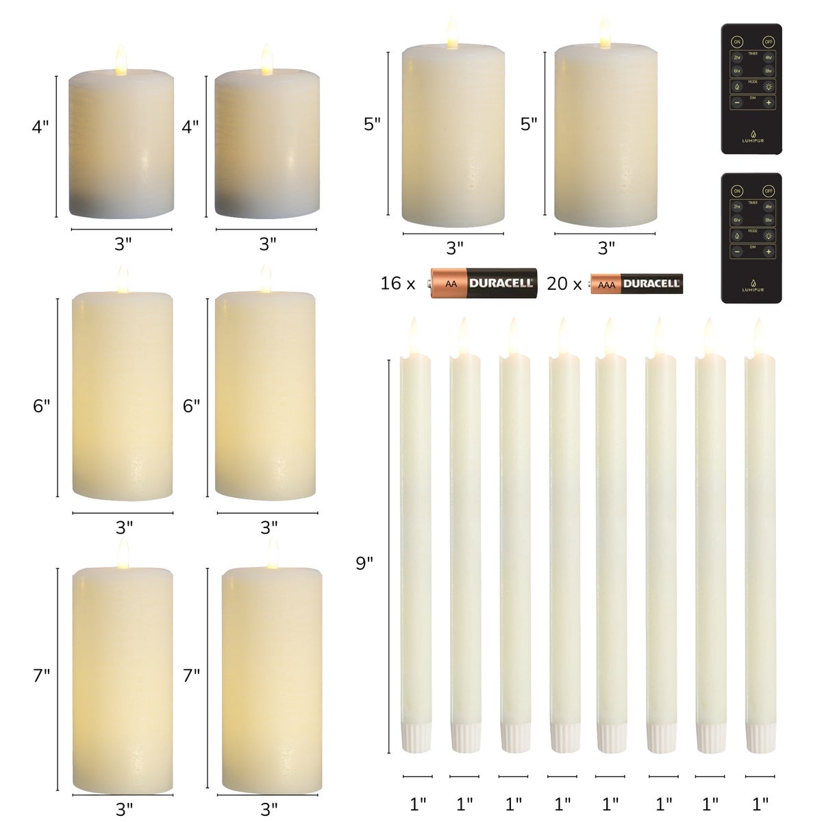 LumiPur 18‑piece Essentials Flameless LED Candle Centerpiece Collection