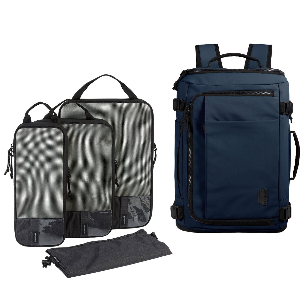Bagsmart 38L Blast Backpack with 4-piece Compression Packing Cubes - Navy