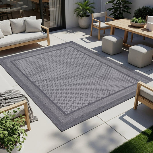 Laguna Indoor/Outdoor Area Rug, Daria Silver Iron, 7'10” x 10'