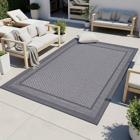 Laguna Indoor/Outdoor Area Rug, Daria Silver Iron, 5' x 7'