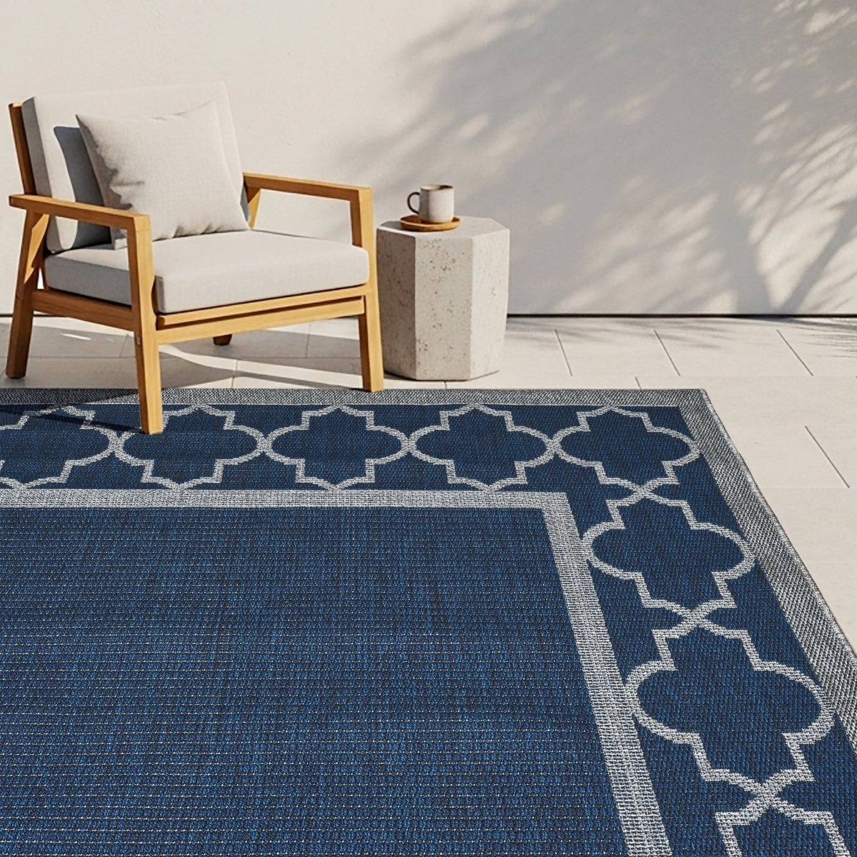 Laguna Indoor/Outdoor Area Rug, Simeon Navy Gray, 7'10” x 10'