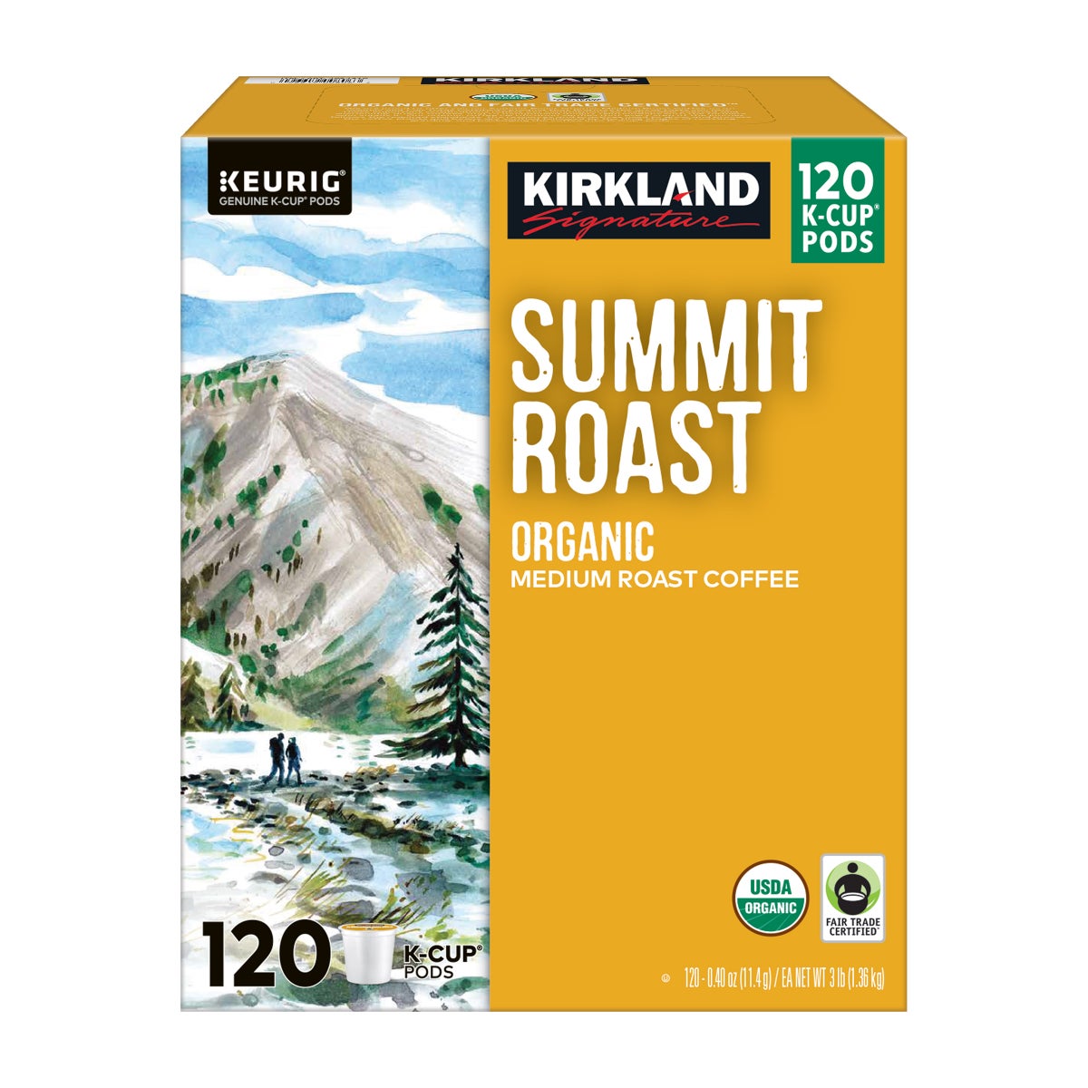 Kirkland Signature Coffee Organic Summit Roast K-Cup Pod, 120-count - Retail $42
