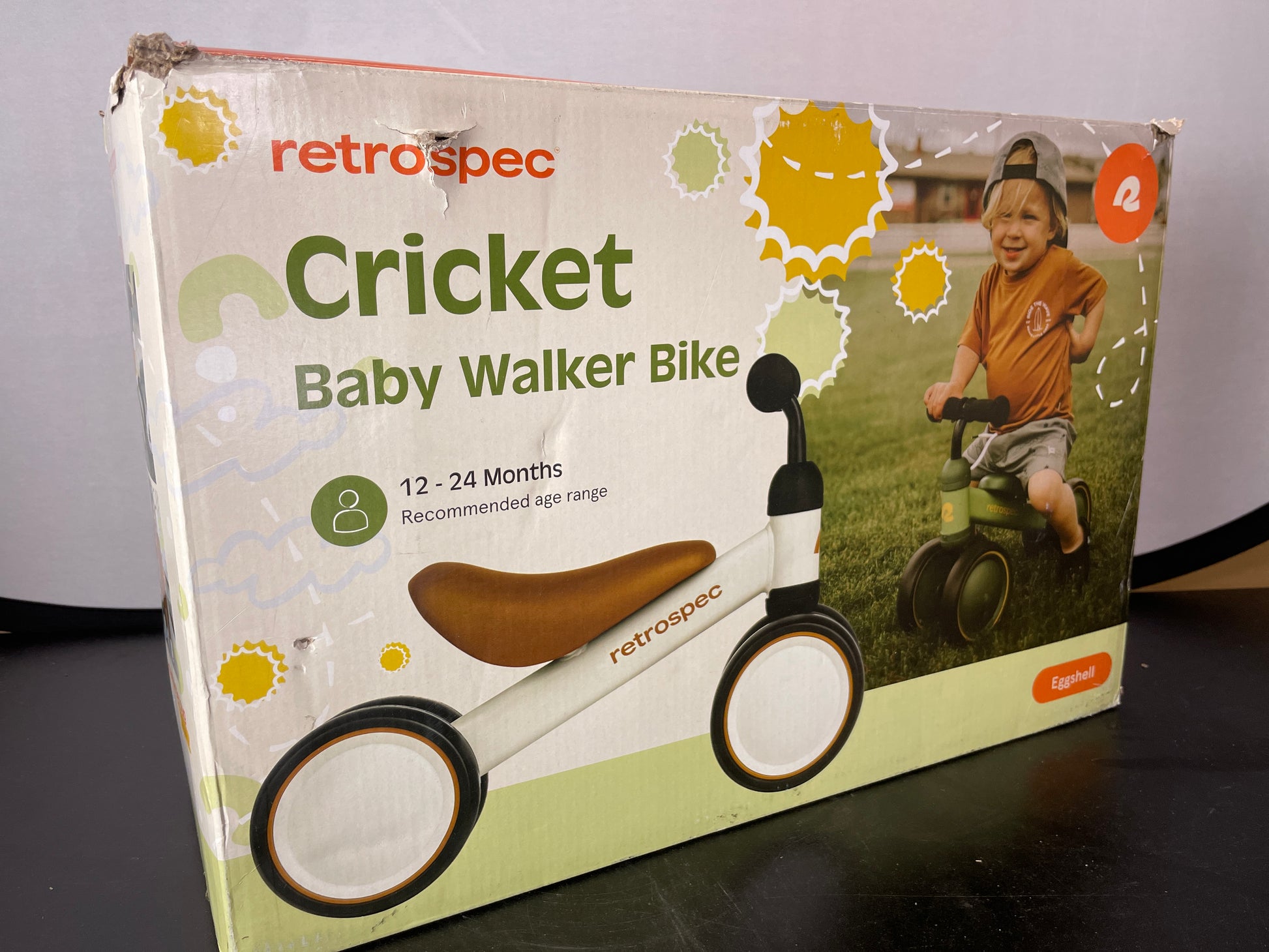Retrospec Cricket Baby Walker Balance Bike with 4 Wheels for Ages 12-24 Months - Toddler Bicycle Toy for 1 Year Oldâ€™s - Ride On Toys for Boys and Girls - One Size,Eggshell - Retail $0