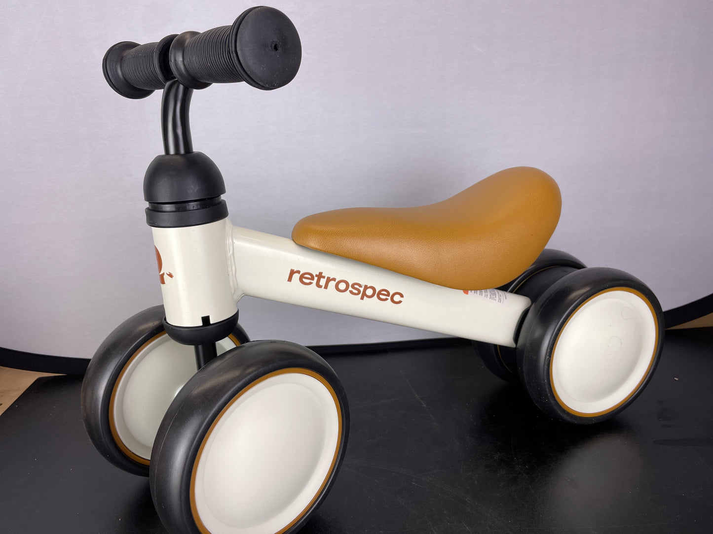 Retrospec Cricket Baby Walker Balance Bike with 4 Wheels for Ages 12-24 Months - Toddler Bicycle Toy for 1 Year Oldâ€™s - Ride On Toys for Boys and Girls - One Size,Eggshell - Retail $0