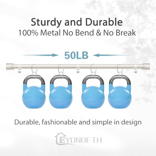 Byondeth Curtain Rods for Windows 16 to 144 Inches Adjustable Length 1 Inch Diameter Window Curtain Rod with Aluminium End Cap, Brushed Nickel