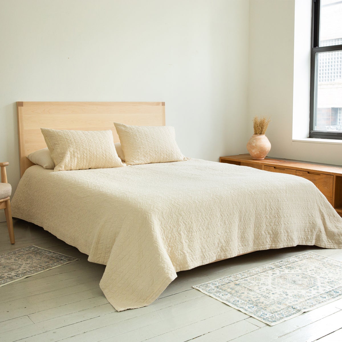 Avocado Herringbone 3-piece Organic Cotton Coverlet Set