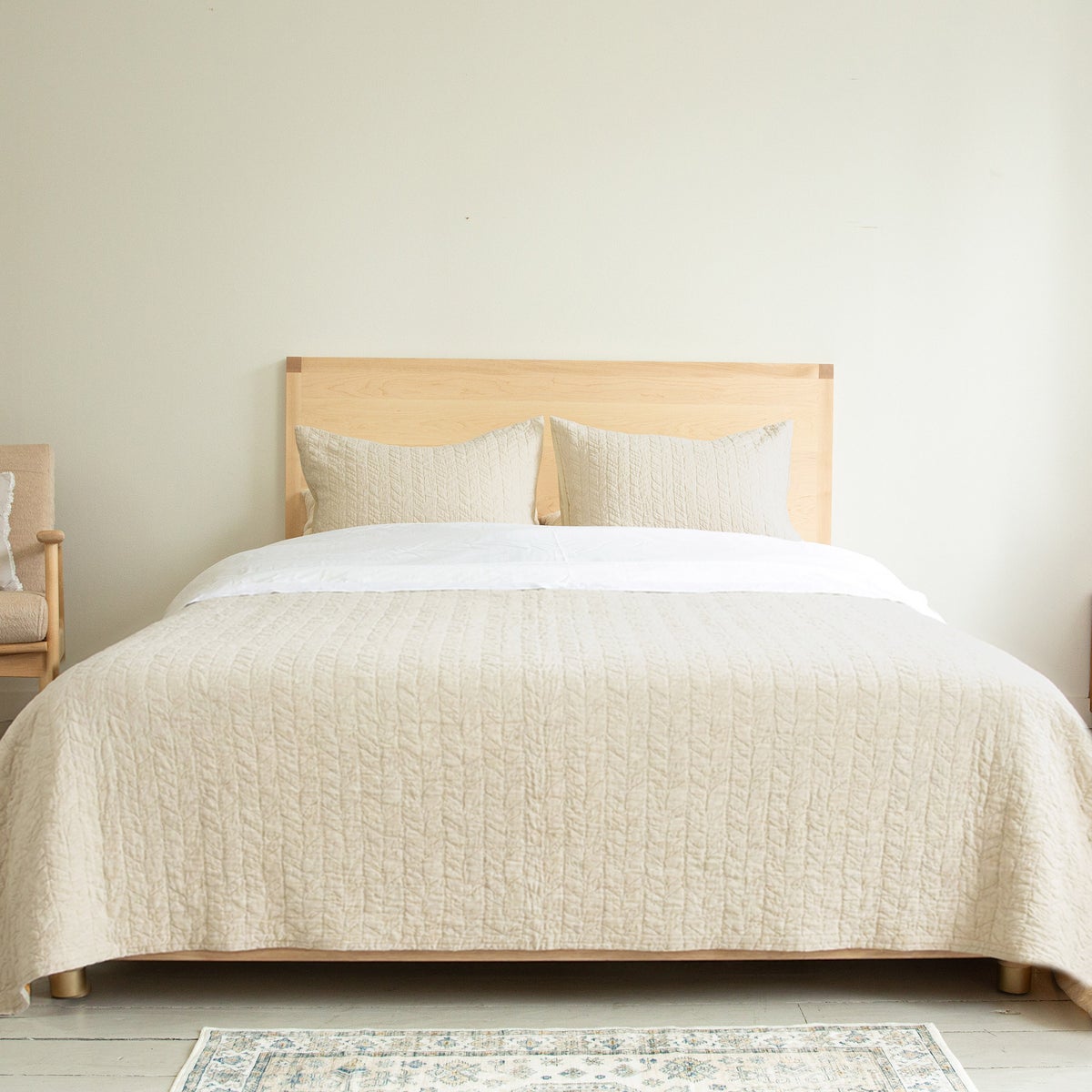 Avocado Herringbone 3-piece Organic Cotton Coverlet Set