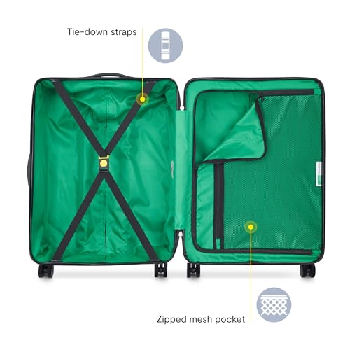 NEW - United Colors of Benetton Now! Hardside Luggage with Spinner Wheels, Black, Checked-Medium 23 Inch