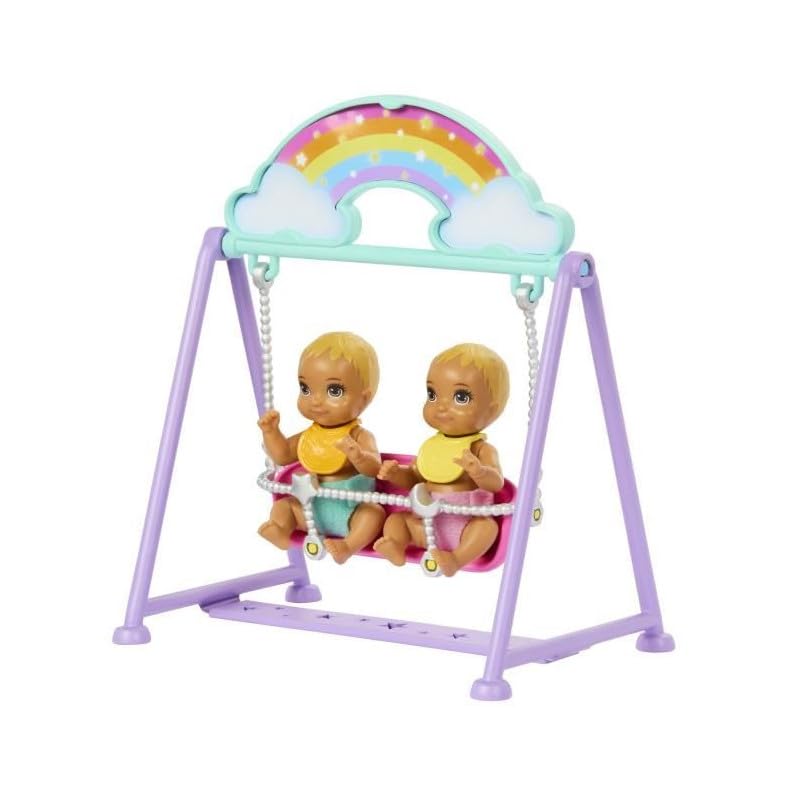 Barbie Skipper Doll & Nursery Playset with Accessories, Includes Twin Baby Dolls, 1 Crib, 1 Swing, 1 See-Saw & More