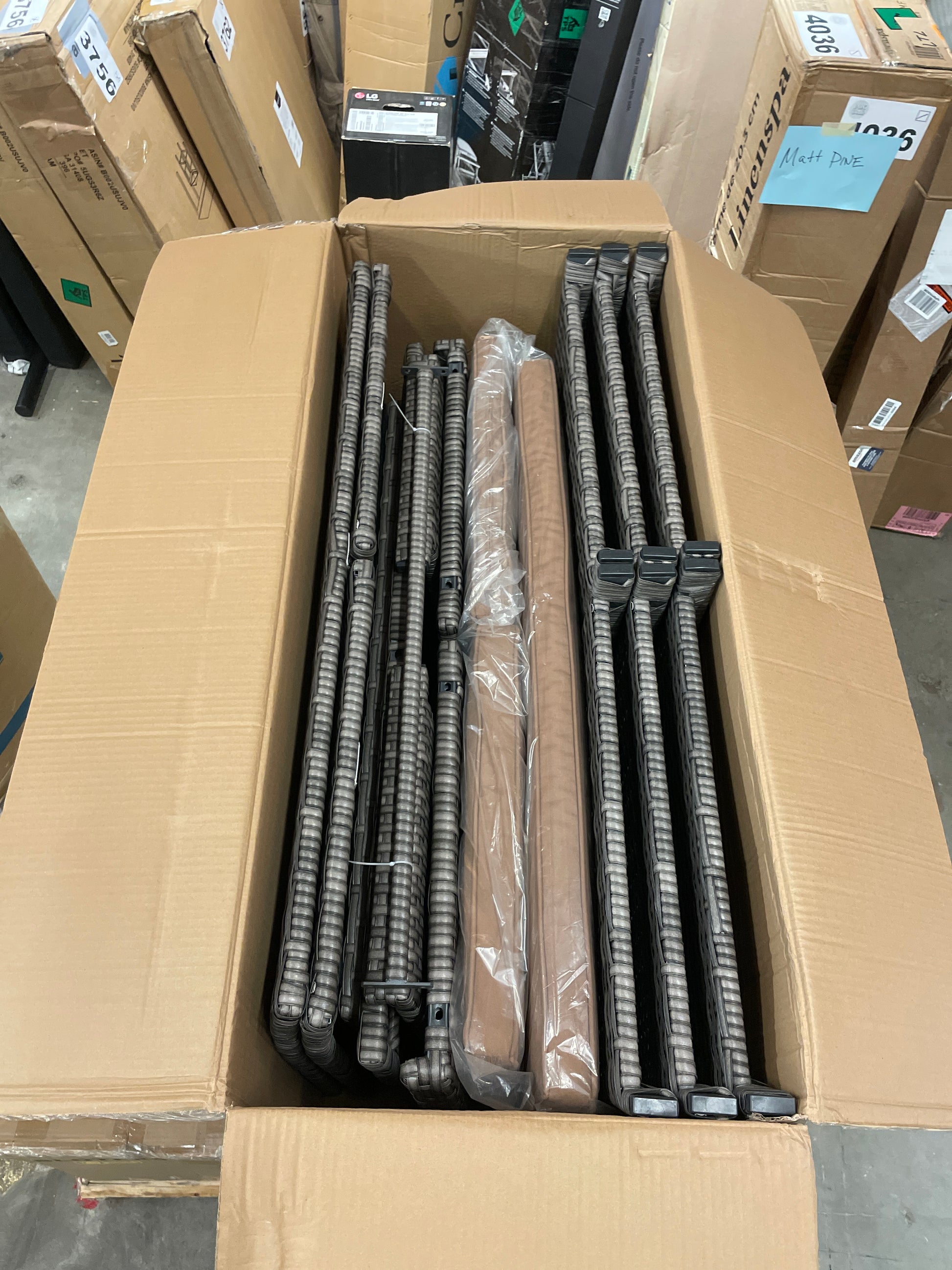 SereneLife Porch Furniture 4 Piece Accessories and Decor Outdoor, Balcony Patio Conversation, Bistro Set, PE Rattan Wicker Chairs w/Soft Cushion & Glass Coffee Table-SLOTFX5, Brown - Retail $188