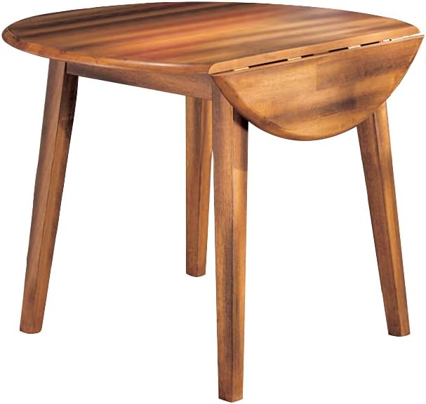NEW - Signature Design by Ashley Berringer Dining Room Round Drop Leaf Table, Rustic Brown - Retail $250