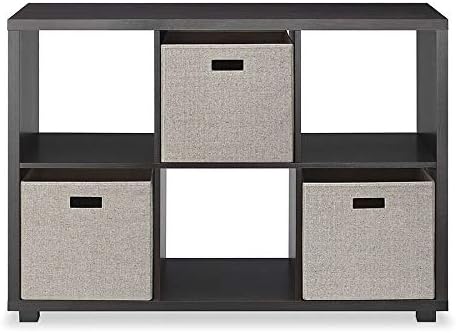 NEW - Whitmor, Espresso Deluxe 6 Organizer with 3 Fabric Cubes - Retail $118
