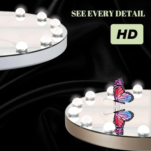YOKUKINA Vanity Mirror with Lights, 20" LED Hollywood Lighted Makeup Mirror with 12 Light Bulbs, Smart Touch and 3 Color Modes, White