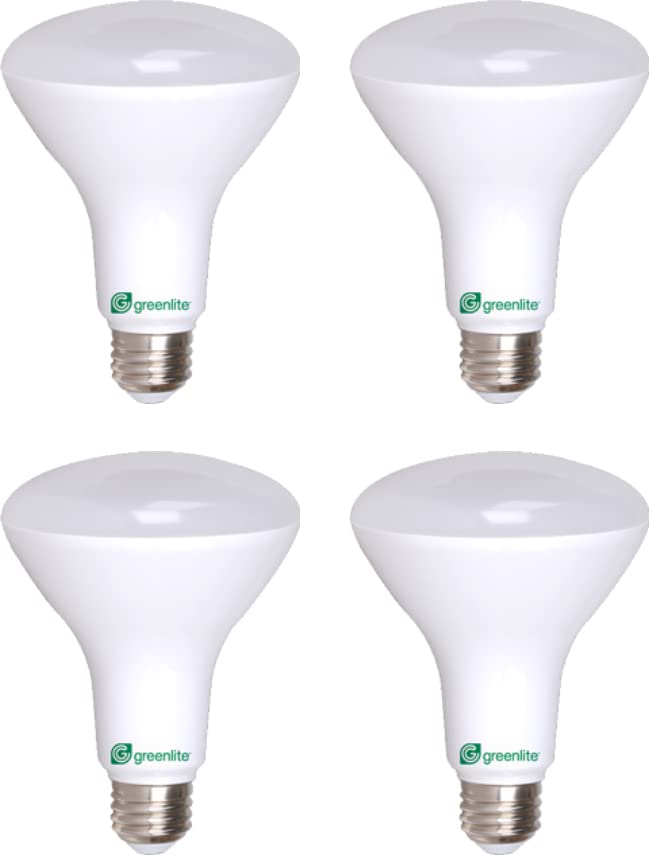 Greenlite LED BR30 Light Bulb, 65W = 8W, Dimmable, 670 Lumens, 3000K, Bright White - 4 Pack - Retail $19