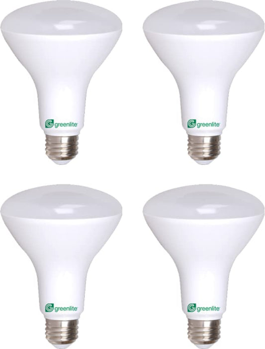Greenlite LED BR30 Light Bulb, 65W = 8W, Dimmable, 670 Lumens, 3000K, Bright White - 4 Pack - Retail $19
