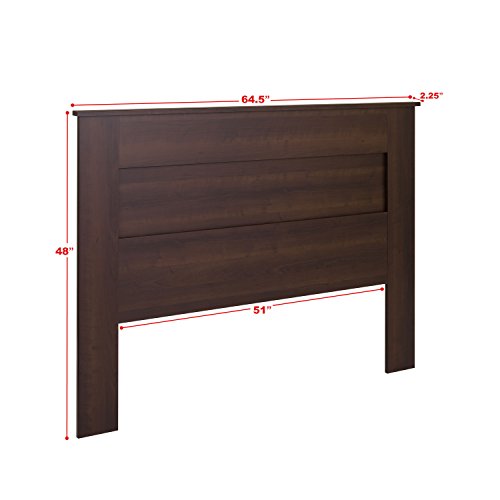 Prepac Stylish Flat Wood Panel Headboard for Queen Size Beds, Simplistic Wooden Queen Headboard 2.25" D x 64.5" W x 48" H, Espresso, EHFQ-1301-1
