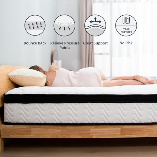 MOLBIUS 10" FULL Hybrid Mattress in a Box | Medium-Firm Memory Foam & Pocket Springs | Fiberglass Free, CertiPUR-US