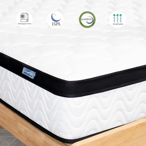 MOLBIUS 10" FULL Hybrid Mattress in a Box | Medium-Firm Memory Foam & Pocket Springs | Fiberglass Free, CertiPUR-US