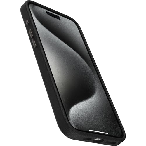 OtterBox iPhone 15 Pro Max Symmetry Series Cactus Leather for MagSafe - Noir Ash (Black), Snaps to MagSafe, Ultra-Sleek, Raised Edges Protect Camera & Screen