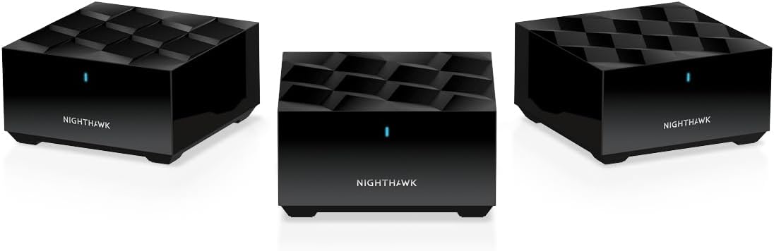 NEW - NETGEAR Nighthawk Advanced Whole Home Mesh WiFi 6 System (MK63S) AX1800 Router with 2 Satellite Extenders