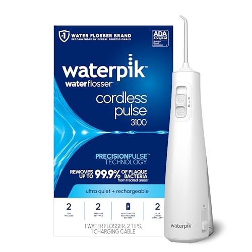 Waterpik Cordless Pulse 3100 Portable Water Flosser, Rechargeable, White