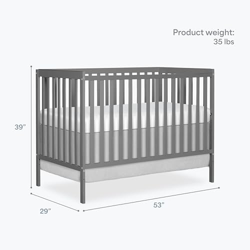 NEW W/DMG - Dream On Me Synergy 5-in-1 Convertible Crib in Steel Grey, Greenguard Gold Certified