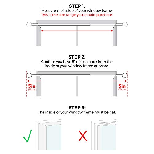 Zenna Home Adjustable Curtain Tension Rod with Decorative Round Finials, No Drill Window Rod, Easy Install Expandable Tension Curtain Rod for Windows, 48 to 84 Inch, Bronze