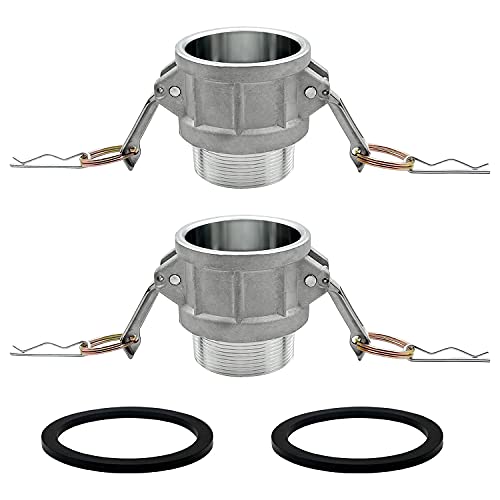 SAFBY 2 PCS Type B Aluminum Global Type B Cam and Groove Hose Fitting,3" Plug x 3"NPT Male with 2 PCS 3" Camlock Gasket Fitting (3“)