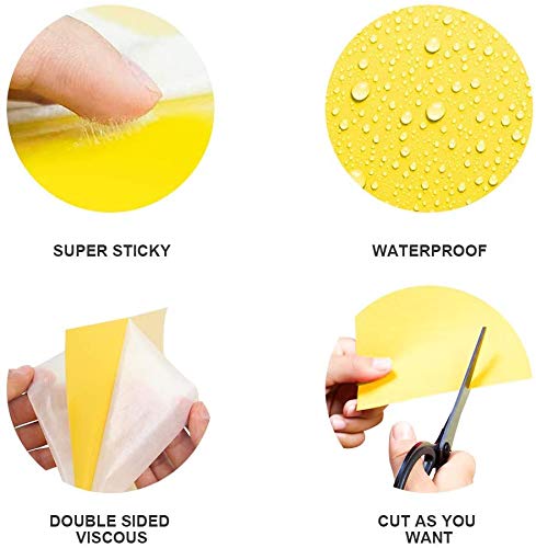 Gideal 50-Pack Dual-Sided Yellow Sticky Traps for Flying Plant Insect Fungus Gnats Whiteflies Aphids Leafminers Thrips (6x8 Inches, Included 50pcs Twist Ties)