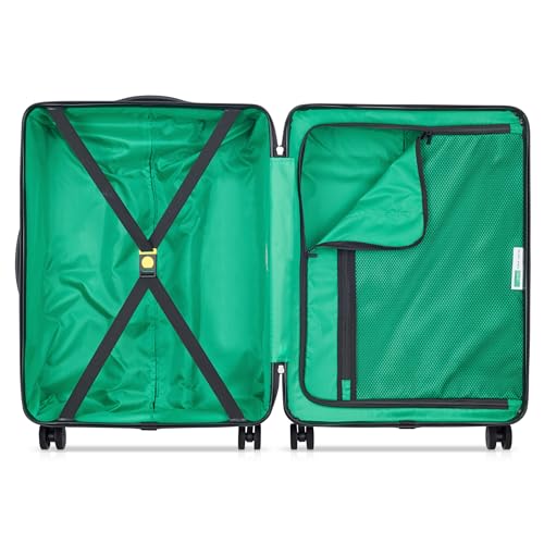 NEW - United Colors of Benetton Now! Hardside Luggage with Spinner Wheels, Black, Checked-Medium 23 Inch