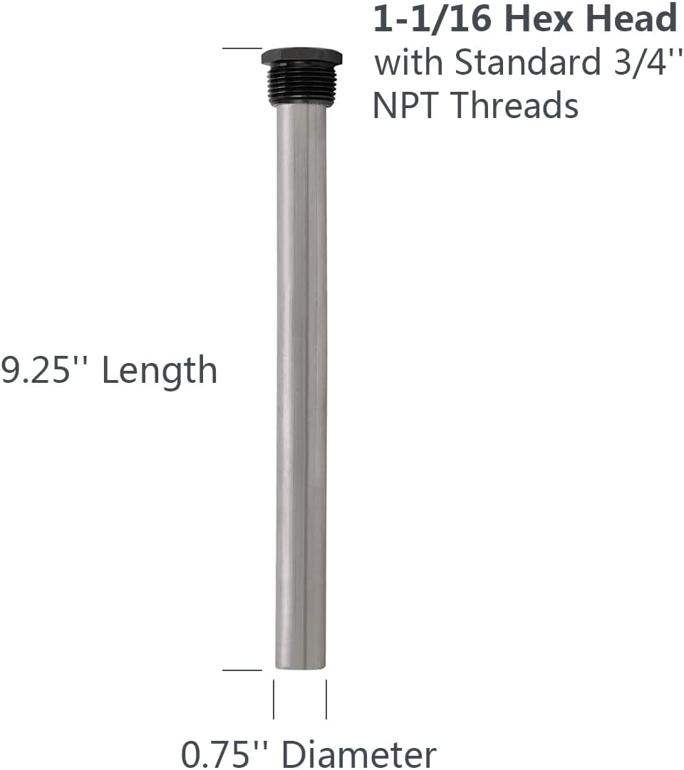 RV Water Heater Anode Rod - 2-Pack, Anode Rod for Hot Water Heater, Magnesium Anode Rod Replacement 9.25" Length 3/4" NPT Threads-Compatible with Suburban and Mor-Flo Water Heaters(2 Pack)