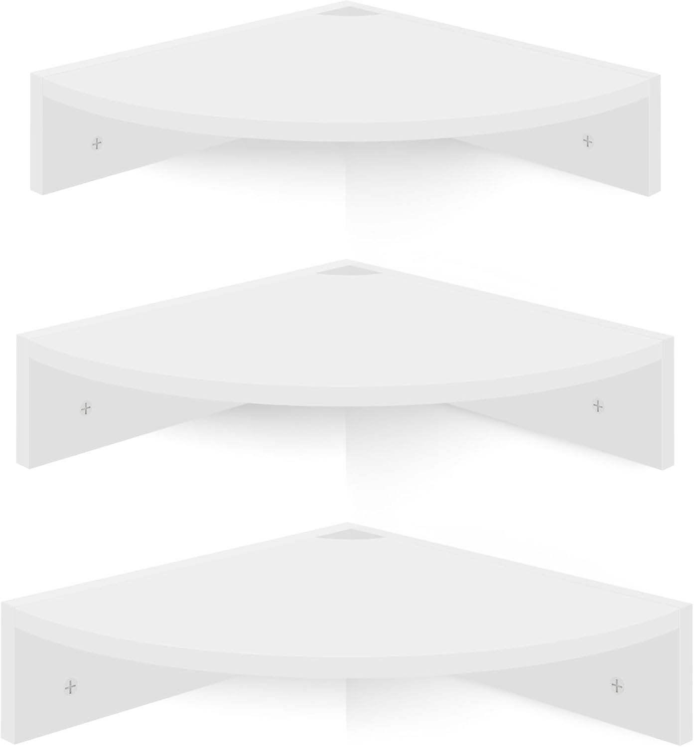 Homode White Floating Corner Shelves, Set of 3 Wood Corner Wall Shelves with Wire Hole, 12 Inch Deep