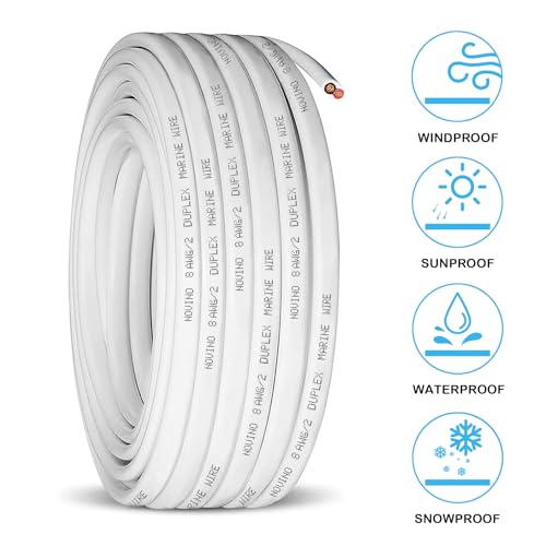 8 Gauge Marine Wire,8/2 Duplex Marine Grade Cable,100FT 8 AWG Wire
