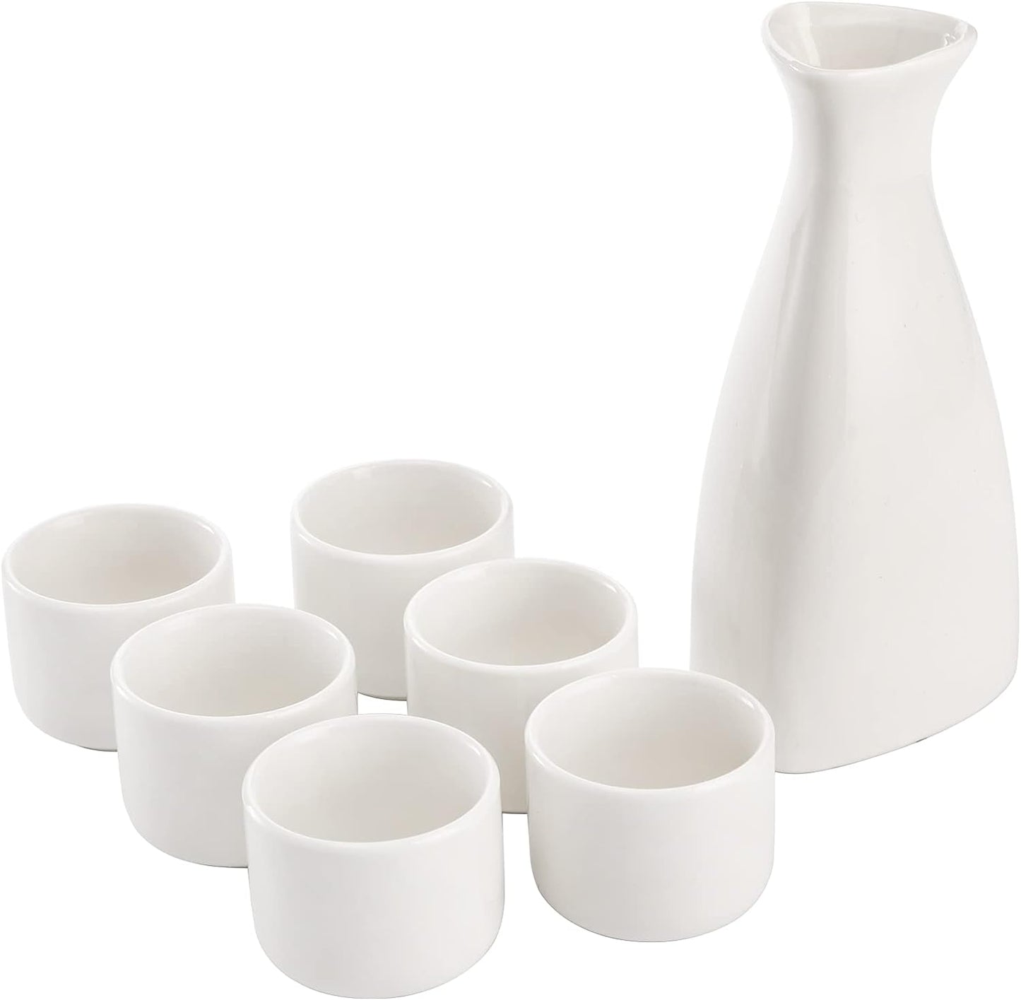 Tosnail 7 Pieces Ceramic Japanese Sake Set, 1 Serving Carafe and 6 Cups
