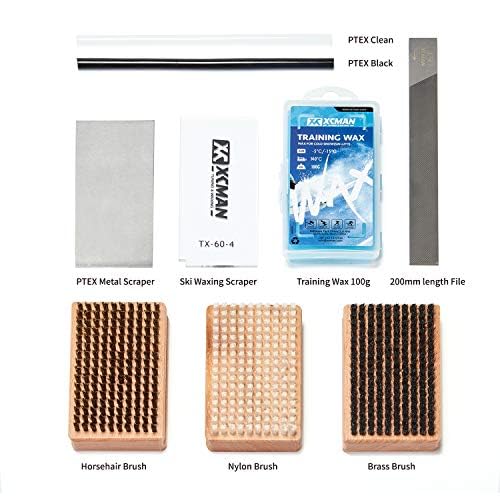 XCMAN Ski and Snowboard Waxing and Tuning Kit with Wax Brush Box for Traveling and Storage (Box with Tuning Tools)
