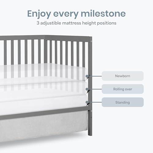 NEW W/DMG - Dream On Me Synergy 5-in-1 Convertible Crib in Steel Grey, Greenguard Gold Certified