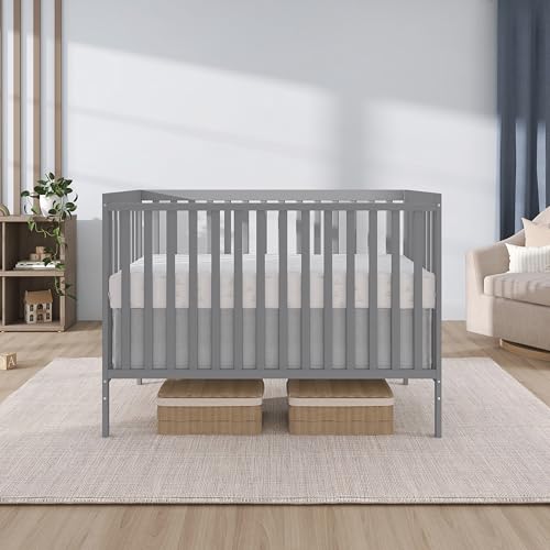 NEW W/DMG - Dream On Me Synergy 5-in-1 Convertible Crib in Steel Grey, Greenguard Gold Certified