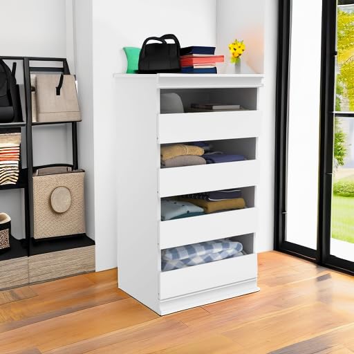 NEW - ClosetMaid Modular Storage Unit with 4 Drawers, Wood Closet Organizer, Stacking, Full Backer, Storage, Decorative Trim, White - Retail $113