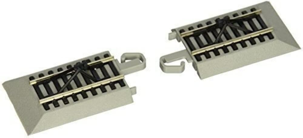 Bachmann Trains - Snap-Fit E-Z TRACK HAYES BUMPERS (2/card) - NICKEL SILVER Rail With Gray Roadbed - HO Scale