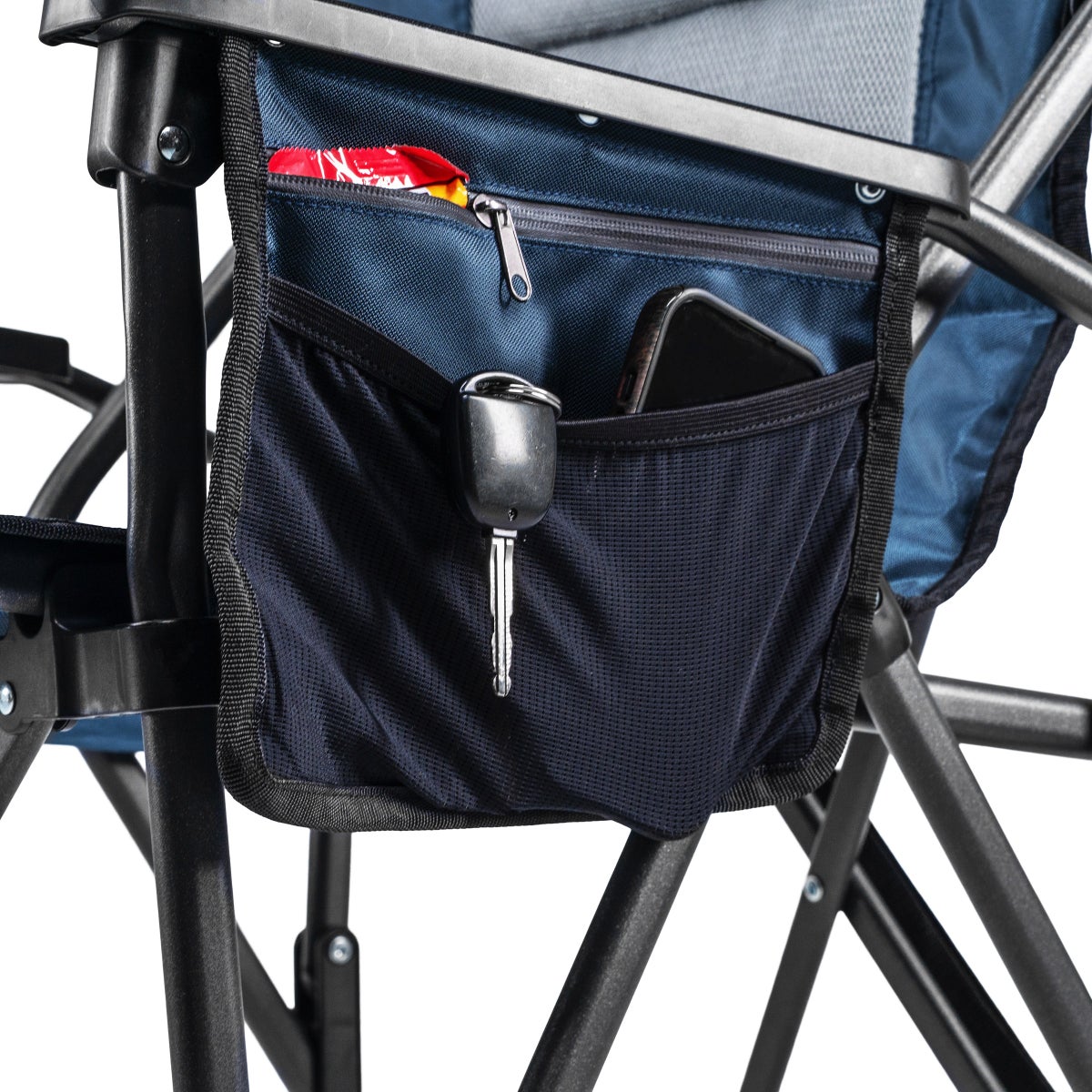 Timber Ridge Padded Folding Quad Chair with Side Organizer