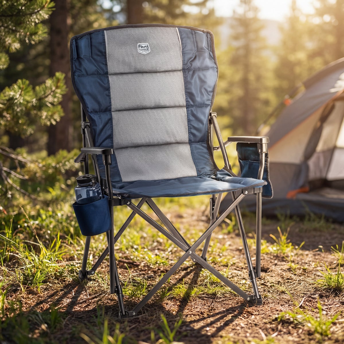 Timber Ridge Padded Folding Quad Chair with Side Organizer