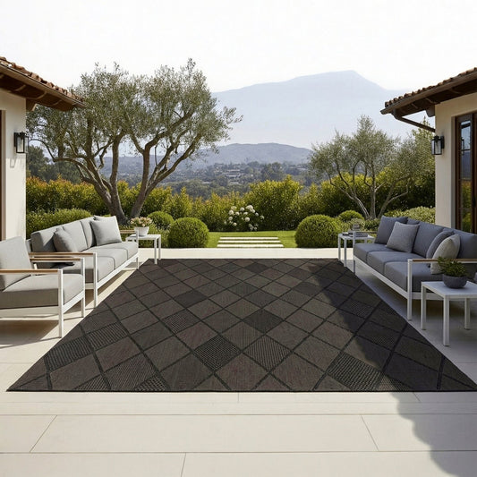 Laguna Indoor/Outdoor Area Rug, Morris Charcoal Pewter, 8'8” x 13'